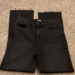 PAIGE Jet Black Frayed Hem Jeans